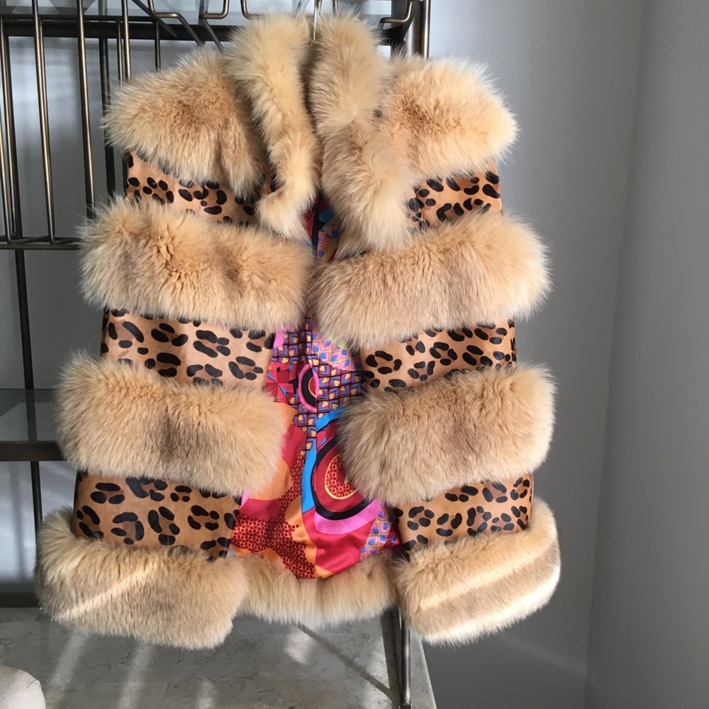 Fox fur and suede vest